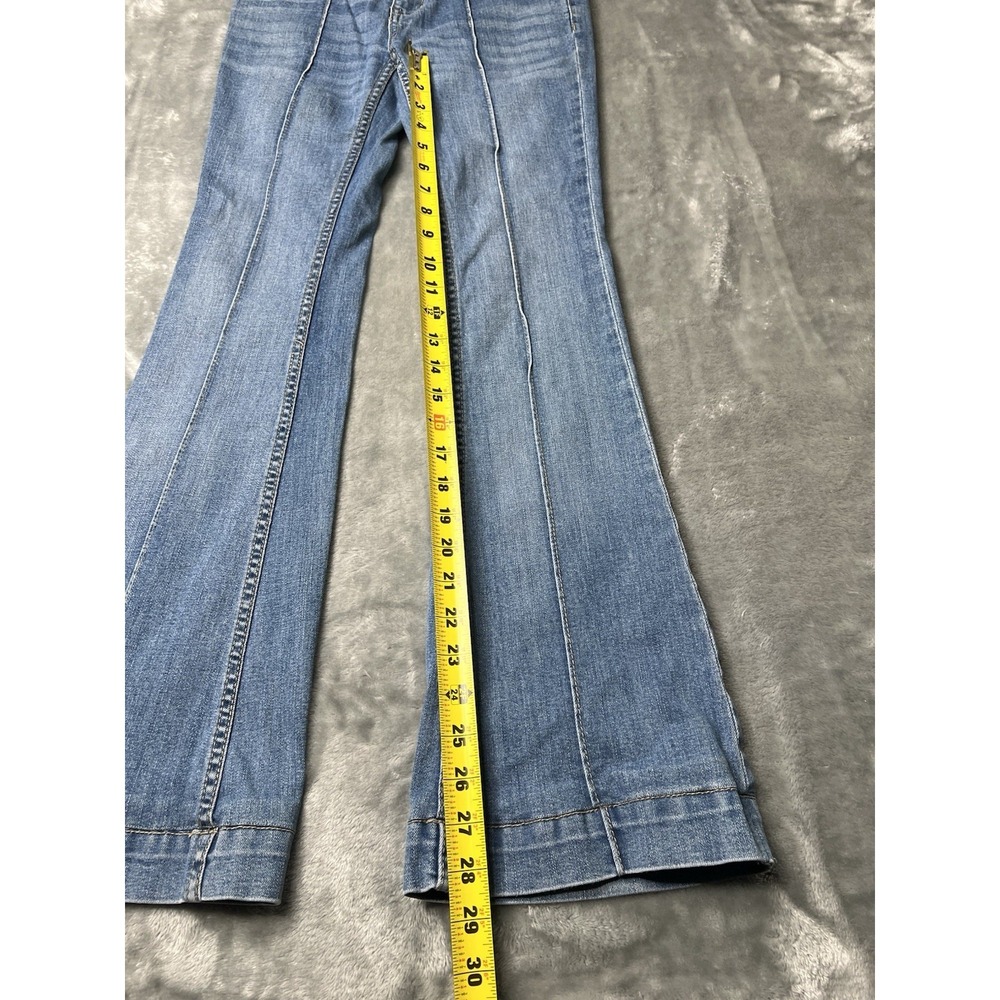 Free People Jeans Women Size 26x29 Retro Le Disco Boho Rainbow Pocket Flare - Picture 9 of 10